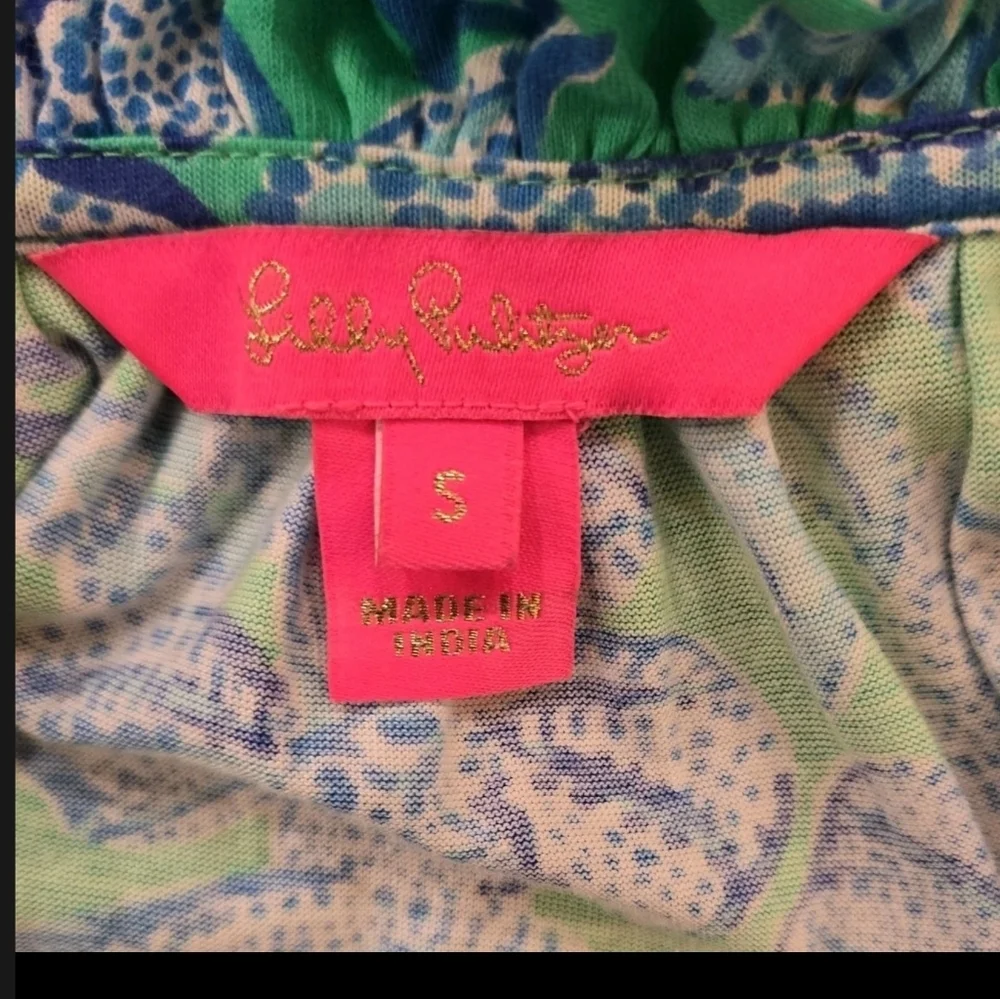 Lilly Pulitzer Green & Blue Tropical Print Maxi Dress - Picture 13 of 13